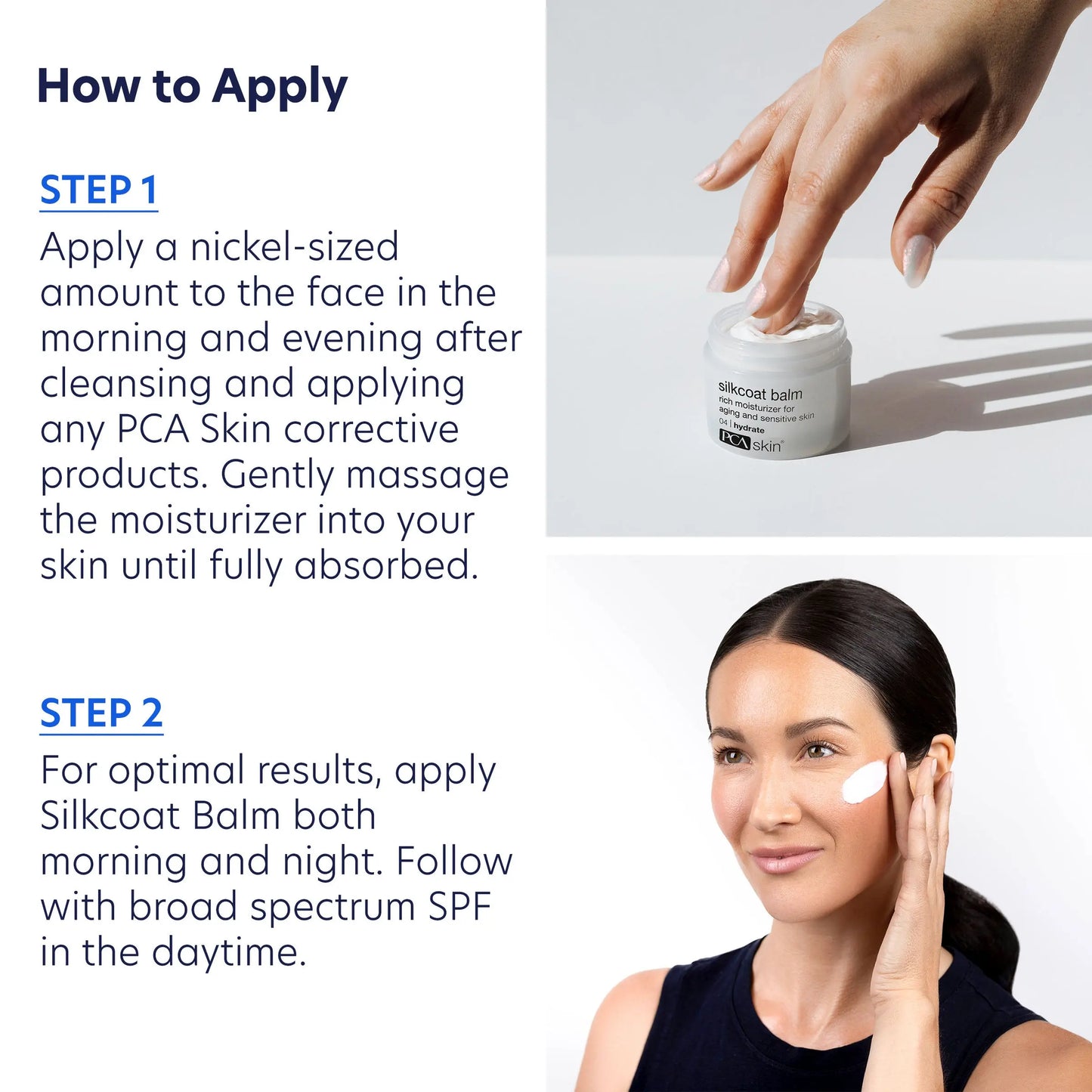 How to apply PCA Silkcoat Balm in two steps, from SkinSkulpt