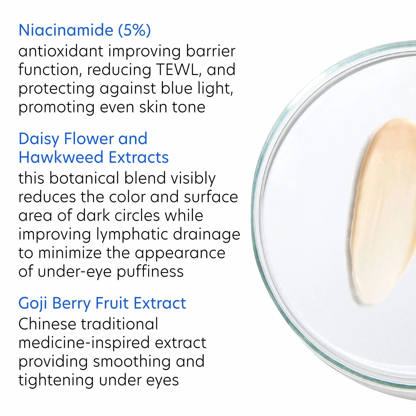 How to apply PCA Vitamin B3 Eye Brightening Cream in two steps, from SkinSkulpt