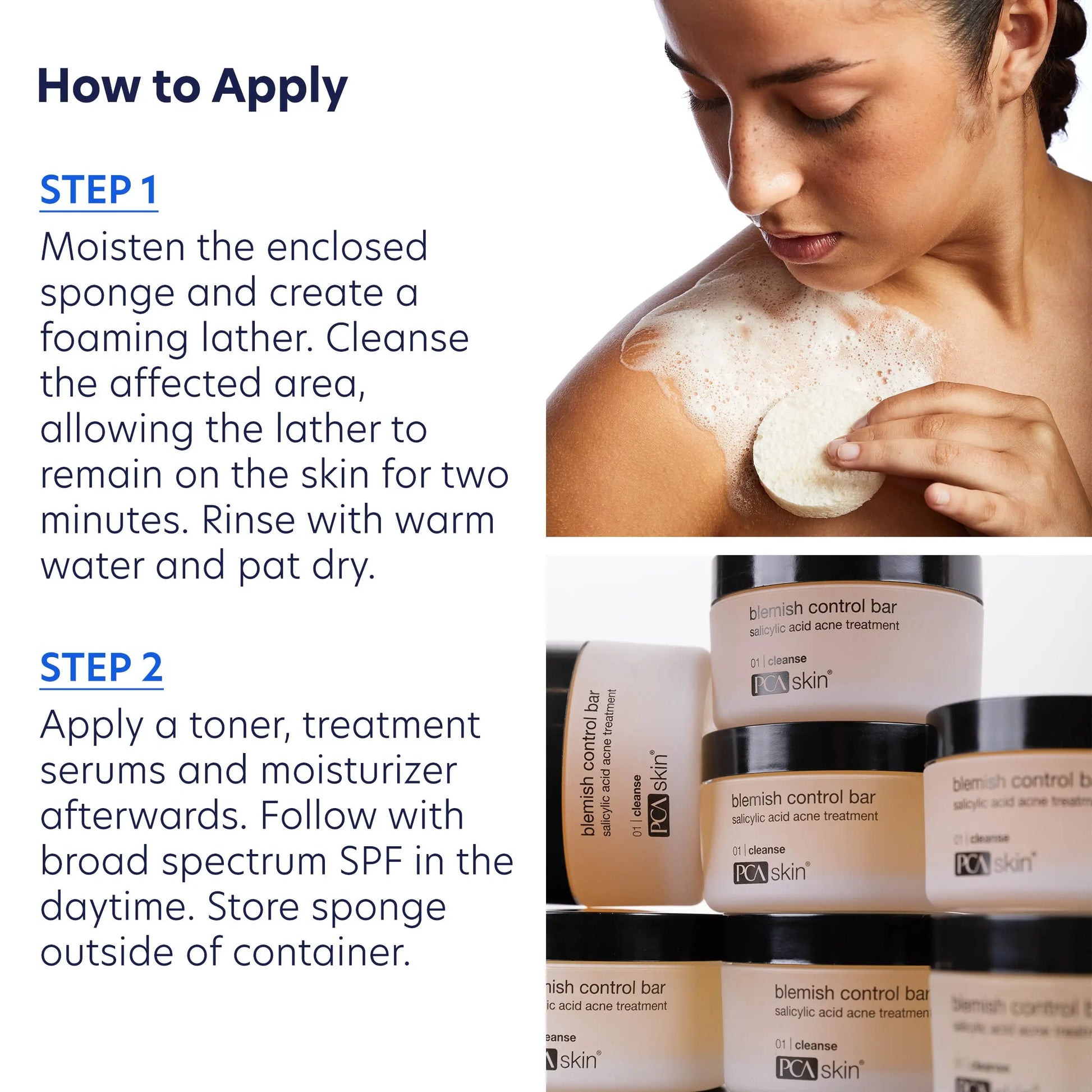 How to apply the PCA Blemish Control Bar to face and body, from SkinSkulpt