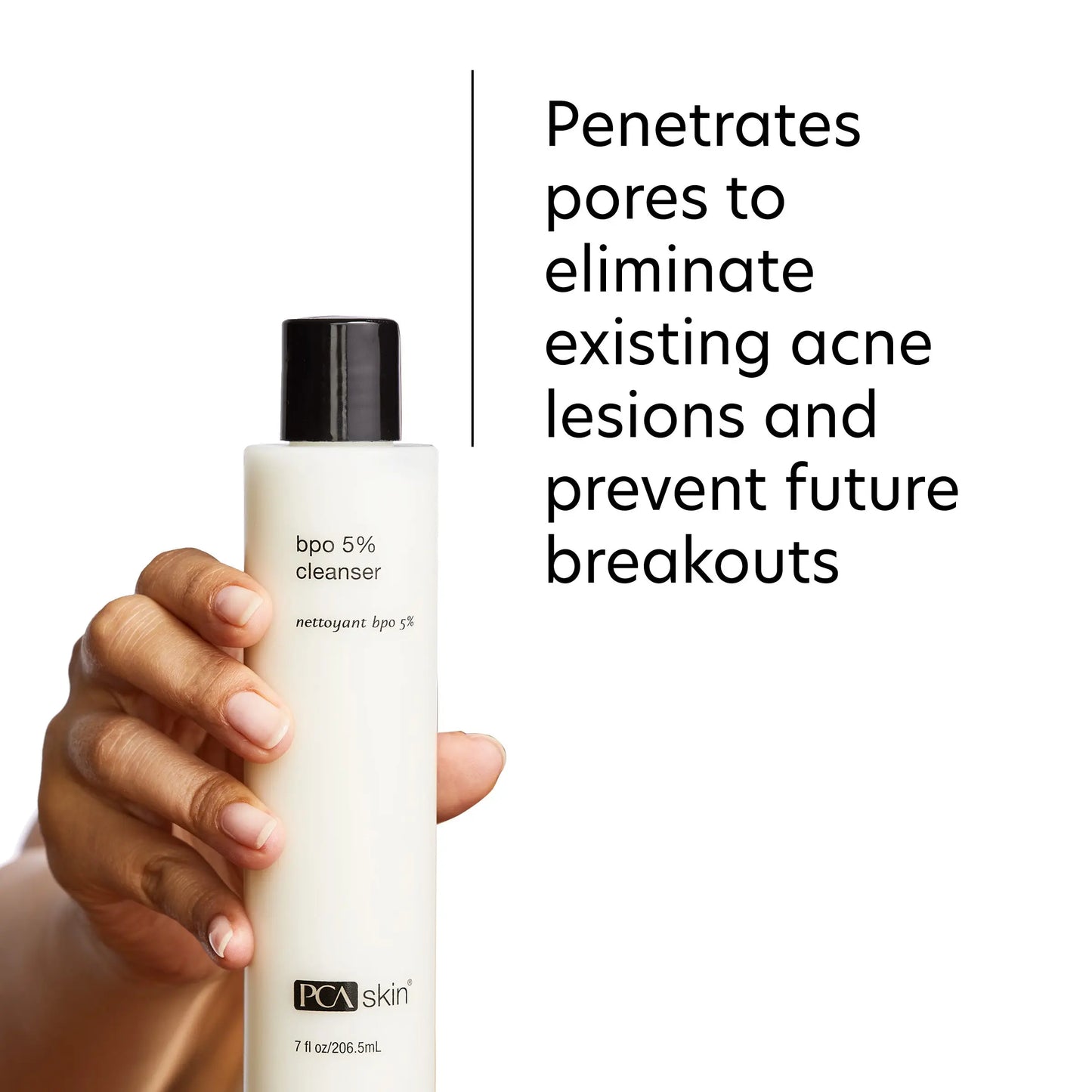 PCA BPO 5% Cleanser penetrates pores to clear and prevent breakouts, SkinSkulpt