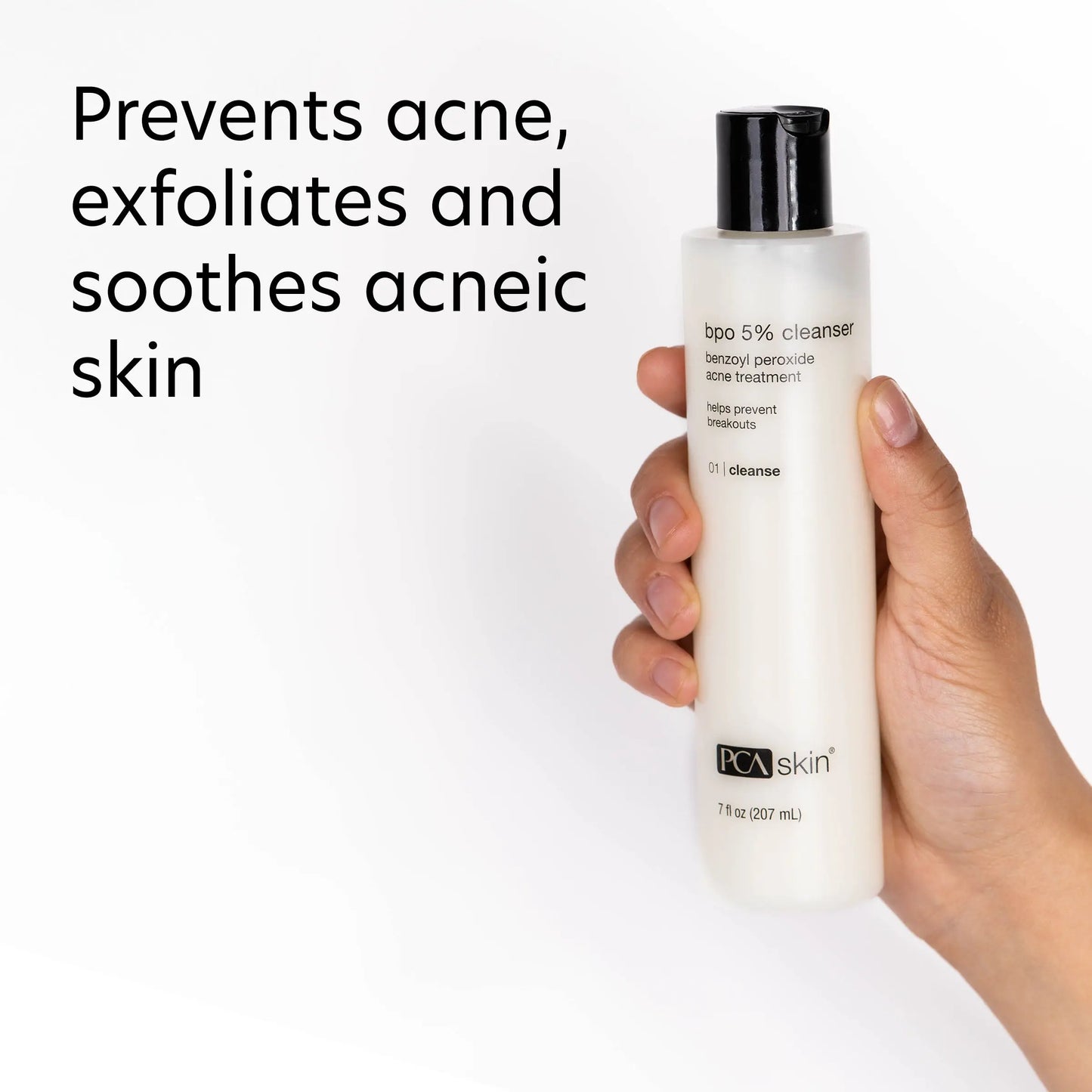 PCA BPO 5% Cleanser prevents acne and soothes acneic skin, from SkinSkulpt