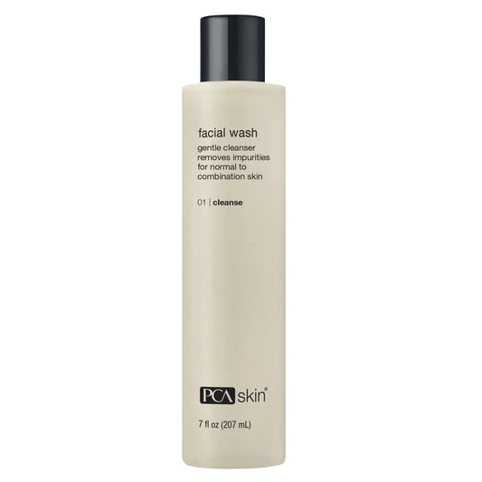PCA Skin Facial Wash gentle lactic acid foaming cleanser bottle from SkinSkulpt