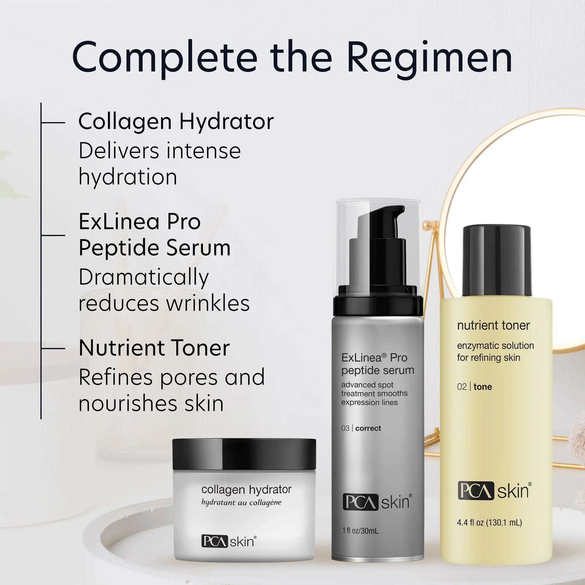 PCA Skin regimen to pair with the Nutrient Toner, from SkinSkulpt