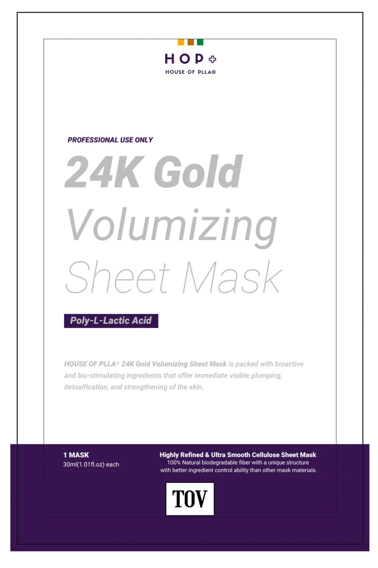 HOUSE OF PLLA® HOP+ 24k Gold Volumizing Sheet Mask 5pc/box